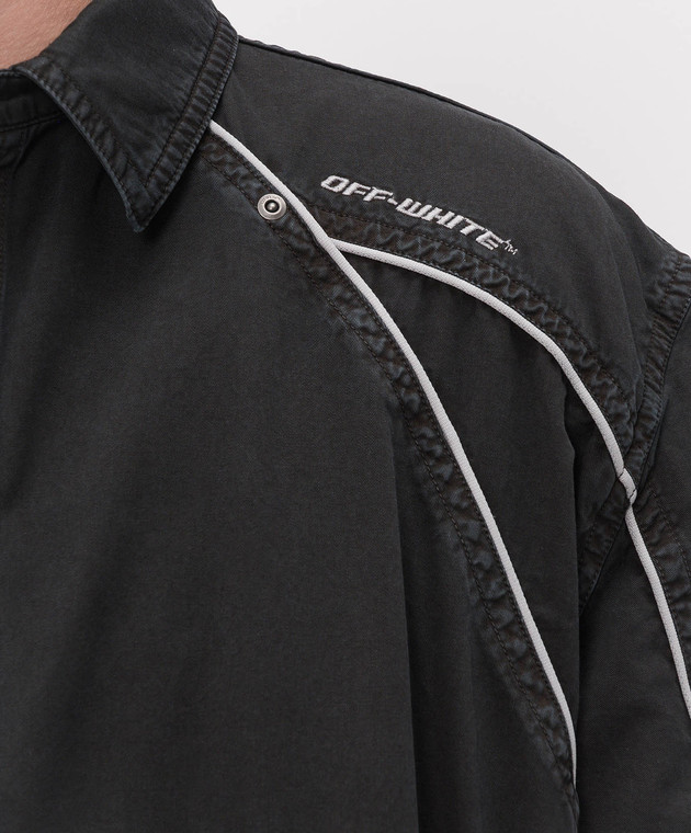 Off-White Черная рубашка с вышивкой логотипа 44XGG01IS26F001 изображение 5