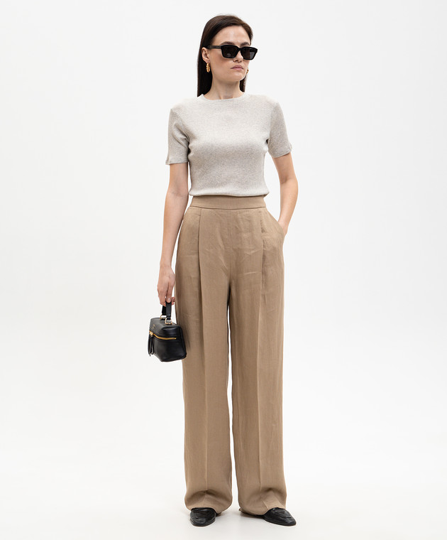 Agnona Коричневые брюки из льна T71008XU3049 изображение 2