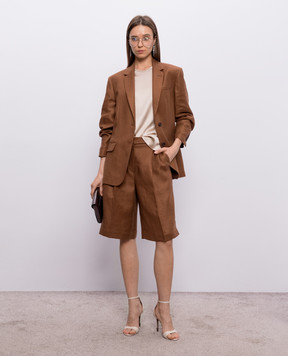 Brunello Cucinelli Бежева блуза із шовку з ланцюжком моніль M0C59DE310