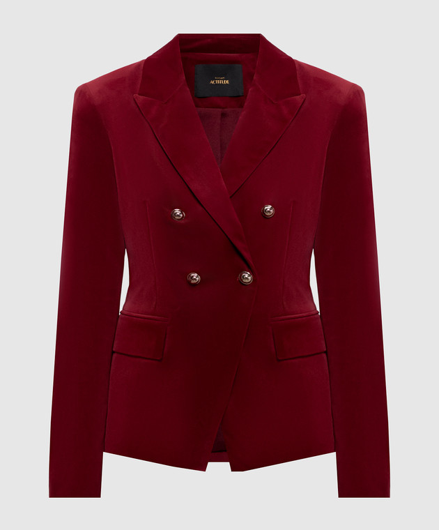 Twinset Бордовый велюровый двубортный жакет 262AP2270