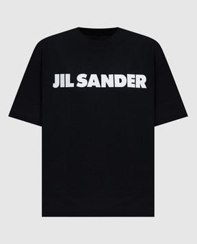 Jil Sander Черная футболка с контрастным принтом логотипа J02GC0140J20349