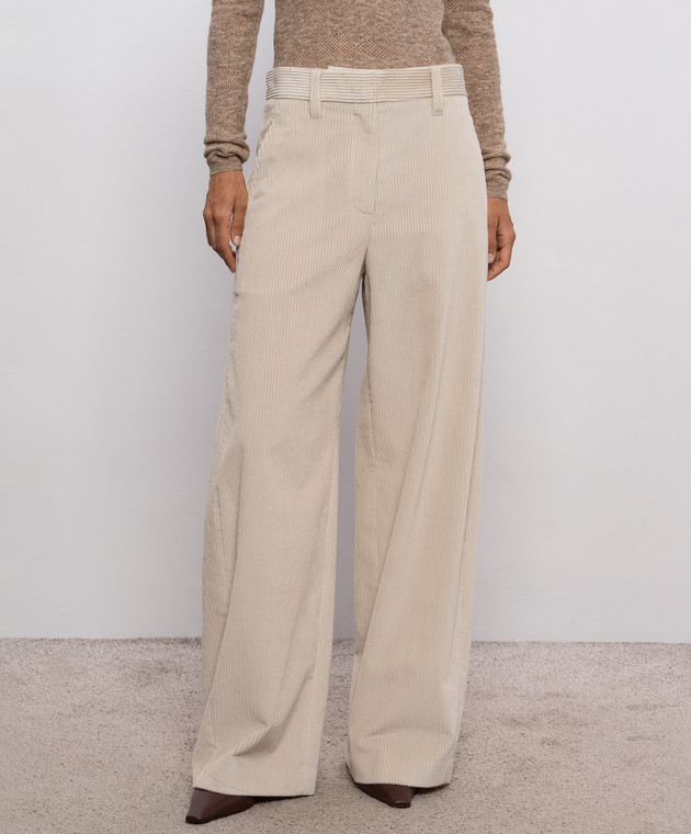 Brunello Cucinelli Бежевые вельветовые штаны MP180P9265 изображение 3