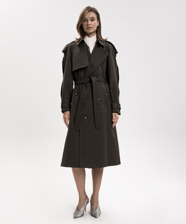 Victoria Beckham Тренч Esmee з вовни кольору хакі 1426WCT007669B зображення 3