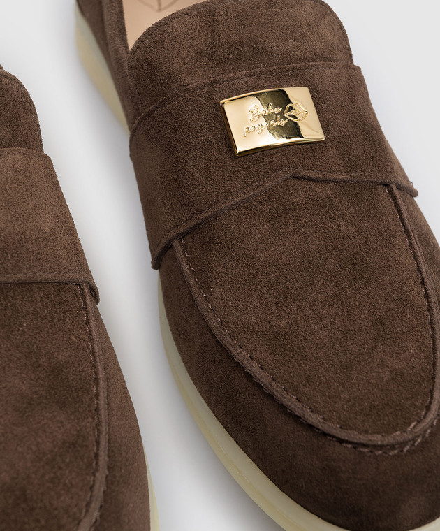 Babe Pay Pls Коричневі замшеві лофери з гравіюванням логотипа 218108ZA зображення 5