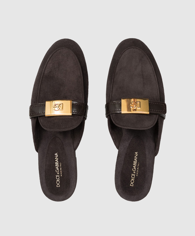 Dolce&Gabbana Коричневые замшевые мюли CI0231A3S71 изображение 4