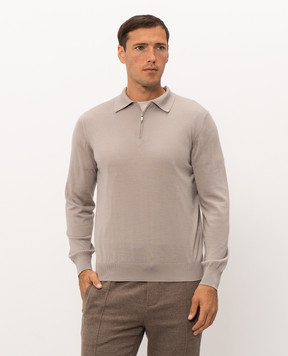 Doriani Cashmere Бежевое поло из шерсти, шелка и кашемира 18057ZIP79