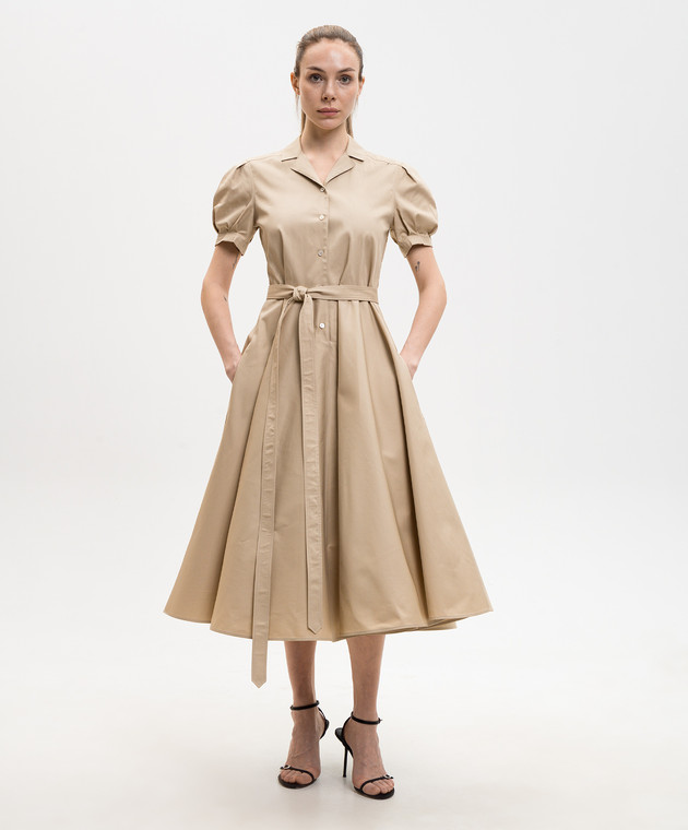 Alexander McQueen Бежева сукня з вишивкою логотипа 863470QFABT зображення 3