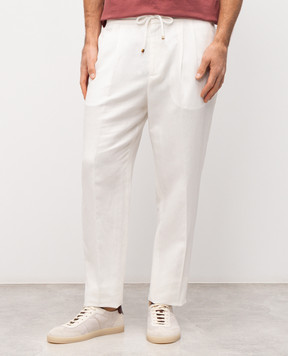 Brunello Cucinelli Белые брюки с льном MH255E1710