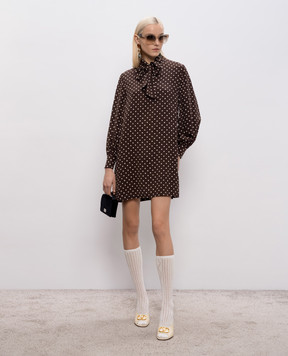 Valentino Коричнева сукня із шовку в горох 8B3VAJF89DW