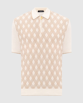 Stefano Ricci Бежеве поло із шовком у візерунок K414017P31F26268