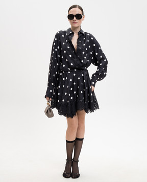 Max Mara Sportmax Черное платье BOSSO из шелка в горох SPXBOSSO