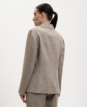 Peserico Бежевий двобортний жакет з льону S01227F02598