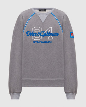 Dolce&Gabbana Сірий утеплений світшот з фактурним логотипом G9BZMTHU7ME