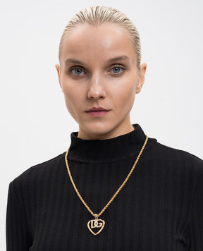 Dolce&Gabbana Золотистий ланцюжок з підвіскою у формі серця WNQ6L4W1111