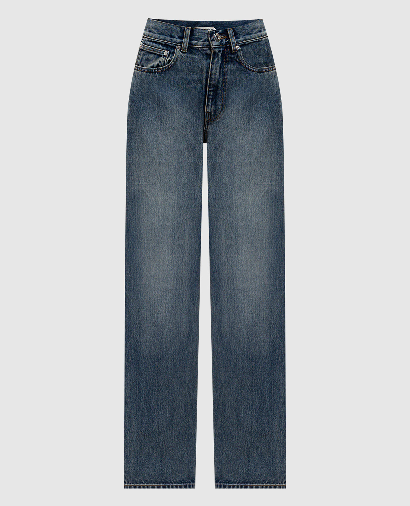 

Синие джинсы с эффектом потертости, Синий, Прямые джинсы