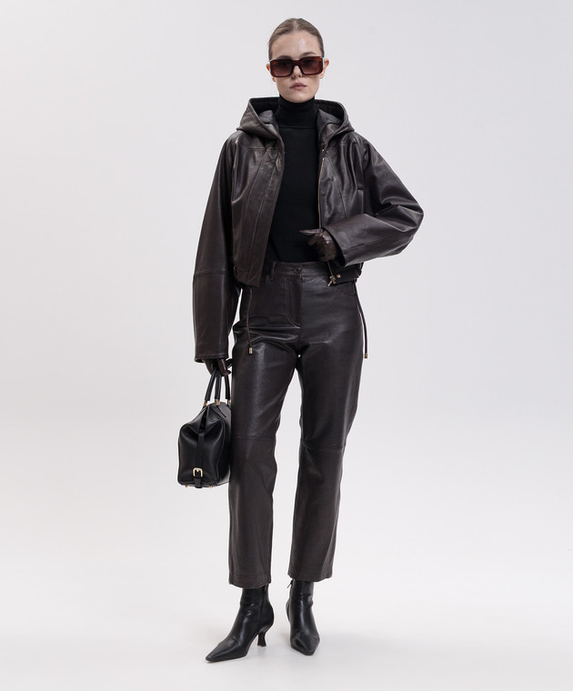 Max Mara Weekend Коричневі шкіряні штани DESERTO WKDDESERTO зображення 2