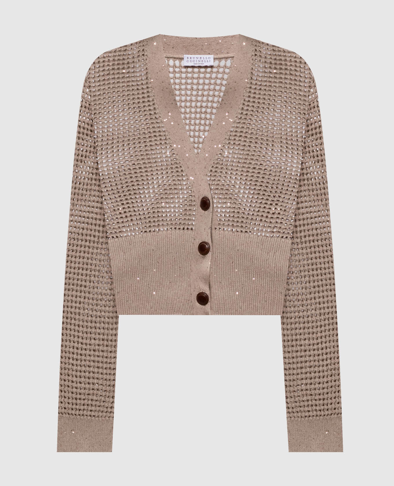 

Коричневый ажурный кардиган с пайетками, Кардиганы