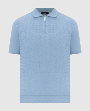 Stefano Ricci Блакитне поло в тканий візерунок K212039P31F26195