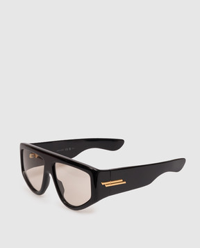 Bottega Veneta Черные солнцезащитные очки Shield A002JNV2Q30