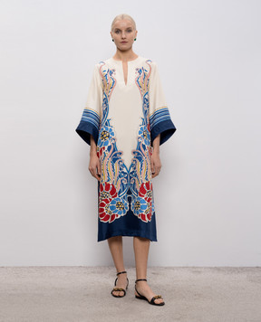 La DoubleJ Бежева сукня із шовку в принт DRE0564SIL006LEM02