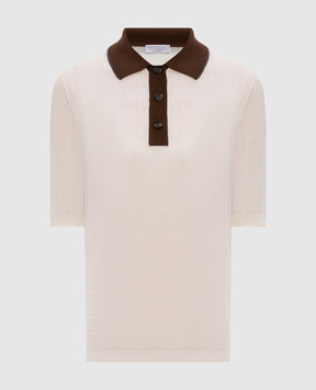 Brunello Cucinelli Поло кольору айворі з вовни та кашеміру в рубчик M14817205