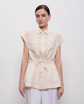Peserico Бежева сорочка з льону з ланцюжком моніль S0631902600