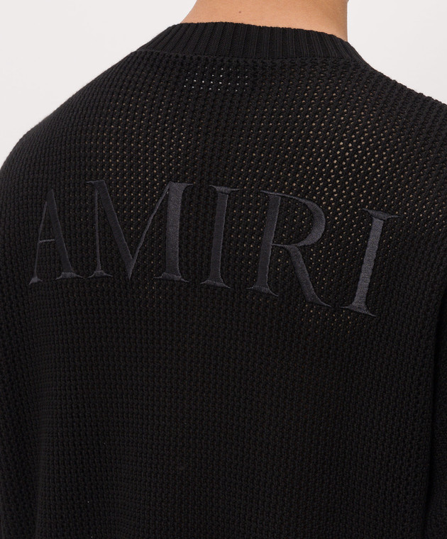 AMIRI Черная вязаная футболка с вышивкой логотипа AMKNTE1052 изображение 5