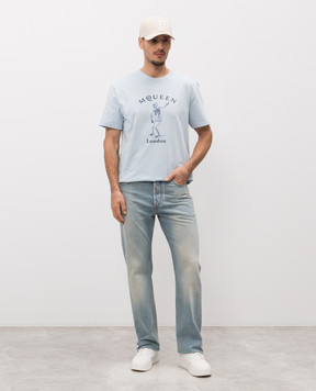 Alexander McQueen Блакитна футболка Skeleton 857152QTAEI