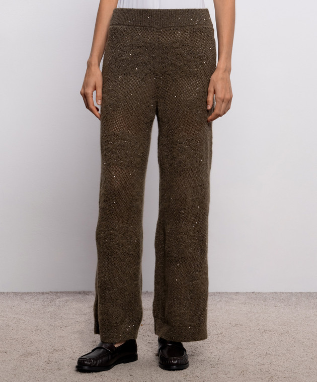 Brunello Cucinelli Брюки цвета хаки с шерстью MFA790199 изображение 3