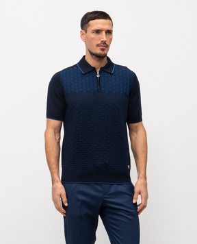 Stefano Ricci Синє поло з шовком K818109P31F26175