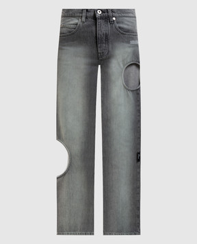 Off-White Серые джинсы с фигурными вырезами 2YA06ES26DEN002