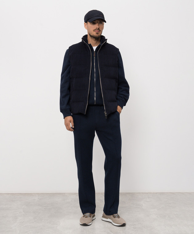 ISAIA Синий вельветовый пуховый жилет SW730520320 изображение 2