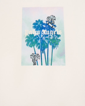 Palm Angels Дитяча футболка кольору айворі з брендовим принтом PBAA002S26JER003