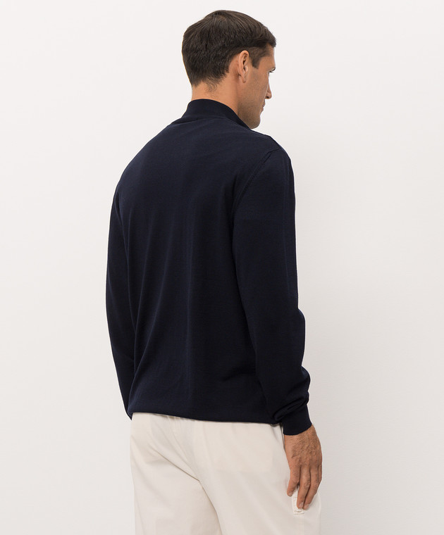 Bertolo Cashmere Синее поло из шерсти и шелка 90264500256658 изображение 4