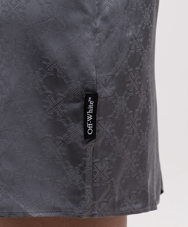 Off-White Сіра сукня-сорочка у візерунок емблеми 2FU00339T зображення 5