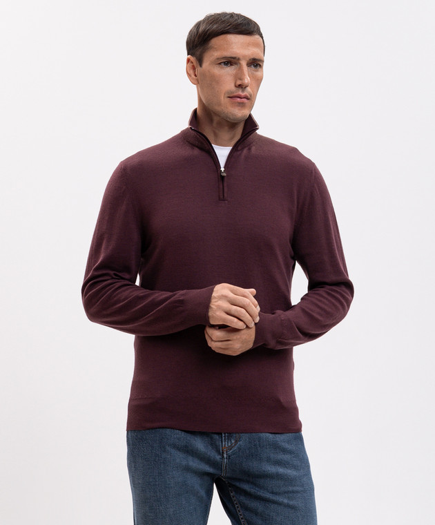 Canali Бордовий джемпер з вовни MK02481C0015 зображення 3