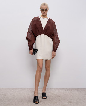 Brunello Cucinelli Бежевое платье с леном MH126AFR72