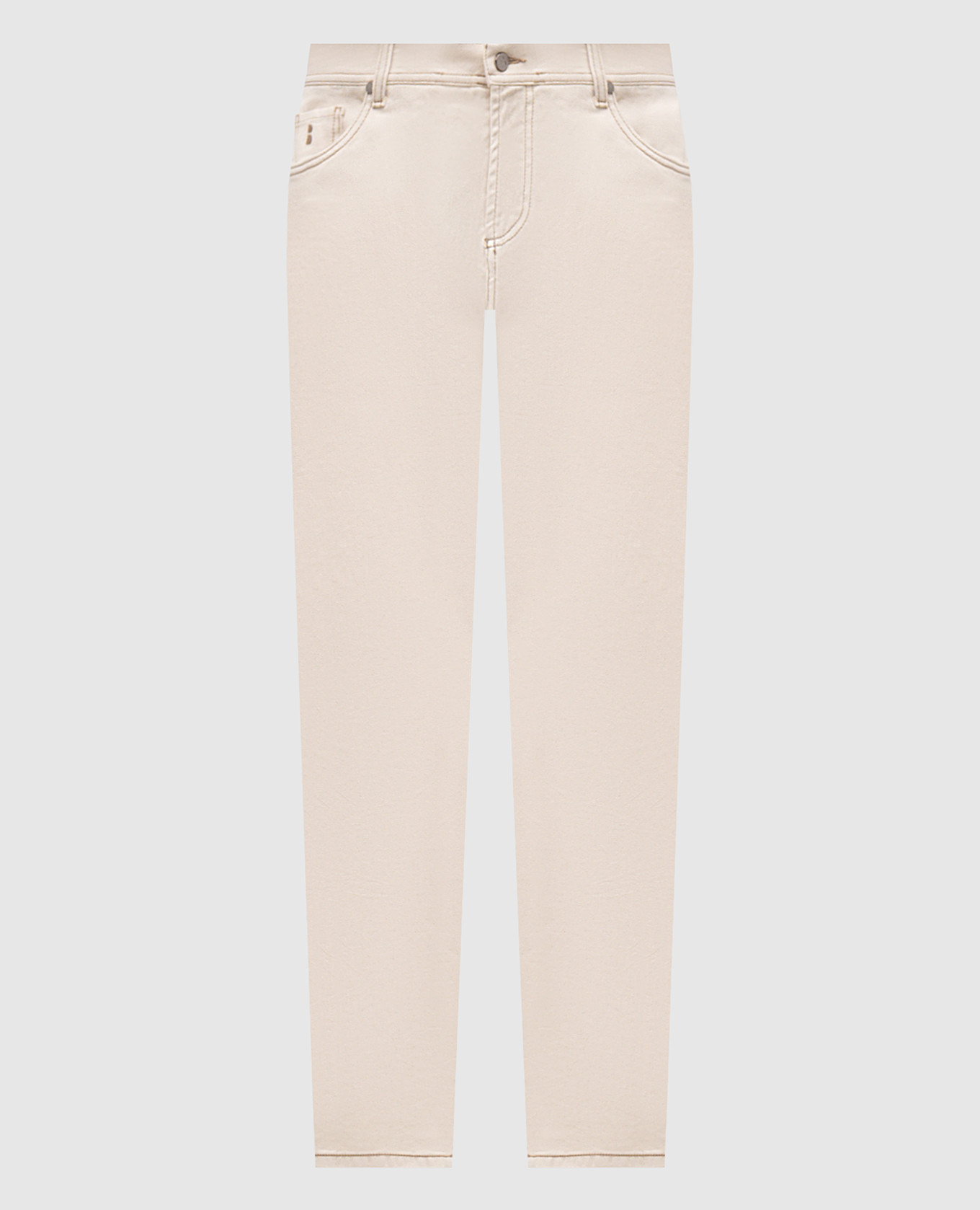 

Бежевые джинсы с логотипом патча, Бежевый, Прямые джинсы