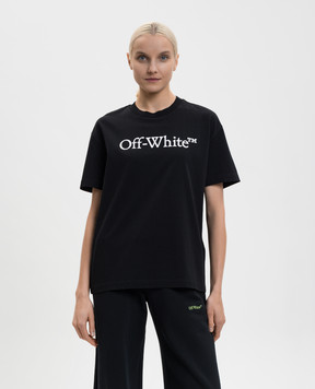 Off-White Чорна футболка з логотипом 2AA089C99JER005
