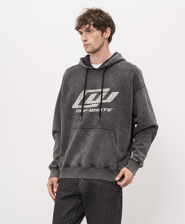 Off-White Сіре худі з принтом логотипа 44MBB085S26F00F зображення 3