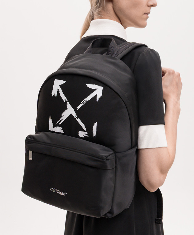 Off-White Детский черный рюкзак с принтом эмблемы OBNB001S26FAB001 изображение 2