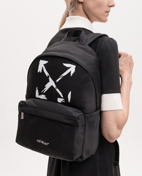 Off-White Детский черный рюкзак с принтом эмблемы OBNB001S26FAB001