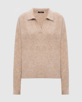 Demiur Бежевый свитер с шерстью альпаки с воротником-поло ALP102WALNUT
