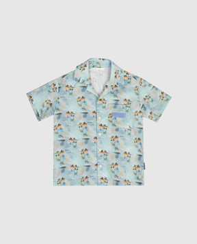 Palm Angels Детская голубая рубашка в принт PBGG002S26FAB001