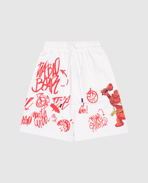 Sprayground Дитячі білі шорти Vandal Diablo Bear SPY1400E