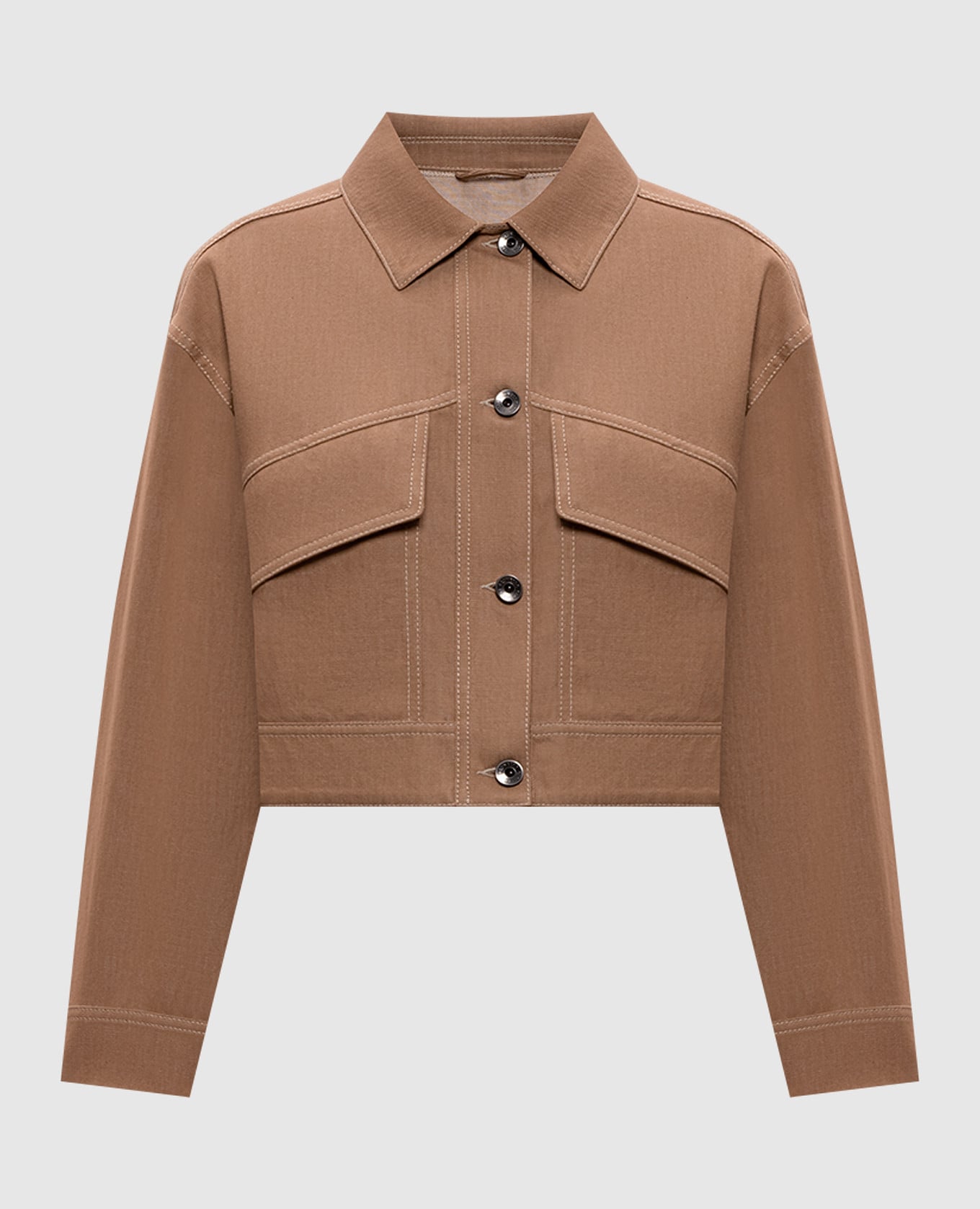 Коричневая джинсовая куртка с цепочкой мониль