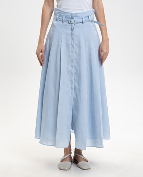 Gabriela Hearst Голубая юбка миди Dugald из льна X003036LA003