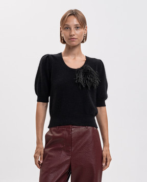 Twinset Чорний джемпер з вовною з брошкою 262TP3260