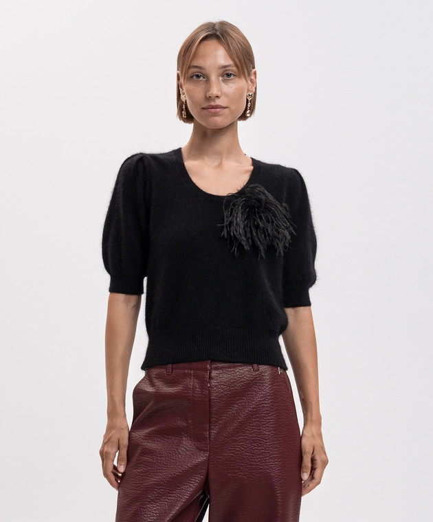 Twinset Черный джемпер с шерстью с брошью 262TP3260 изображение 3