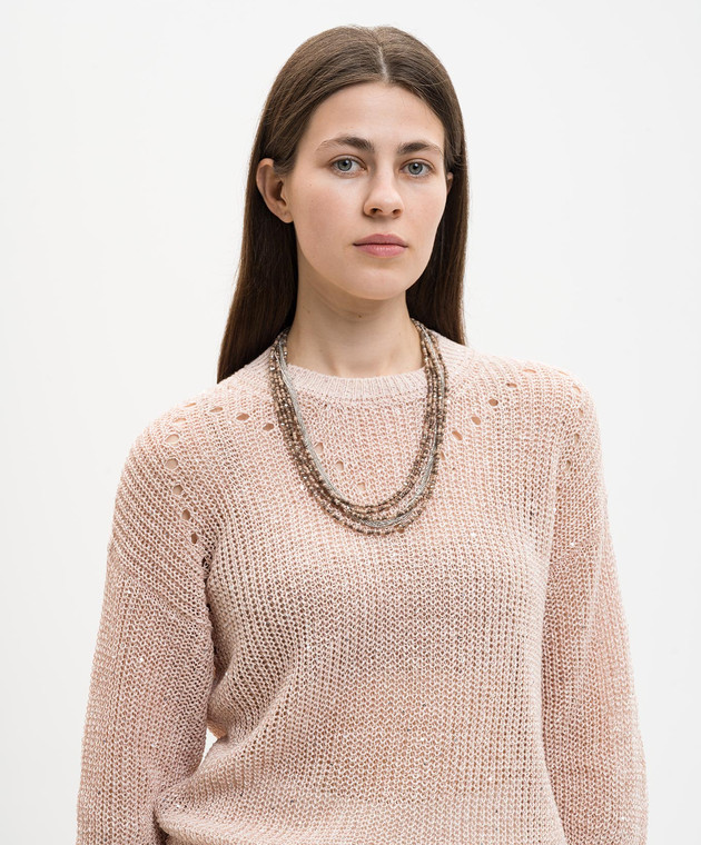 Peserico Коричневые многослойные бусы с кристаллами и цепочкой мониль S35516C0CC814 изображение 2